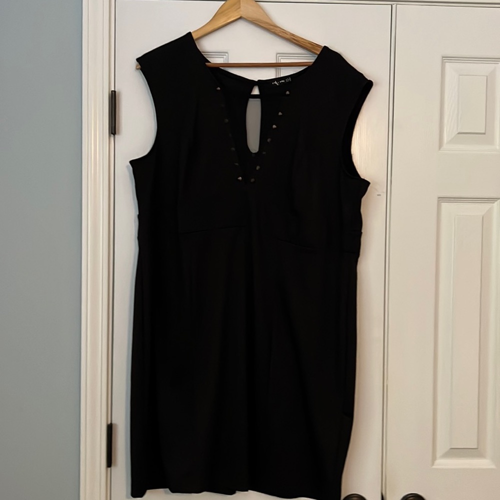 Sexy Gold stud black peekaboo dress